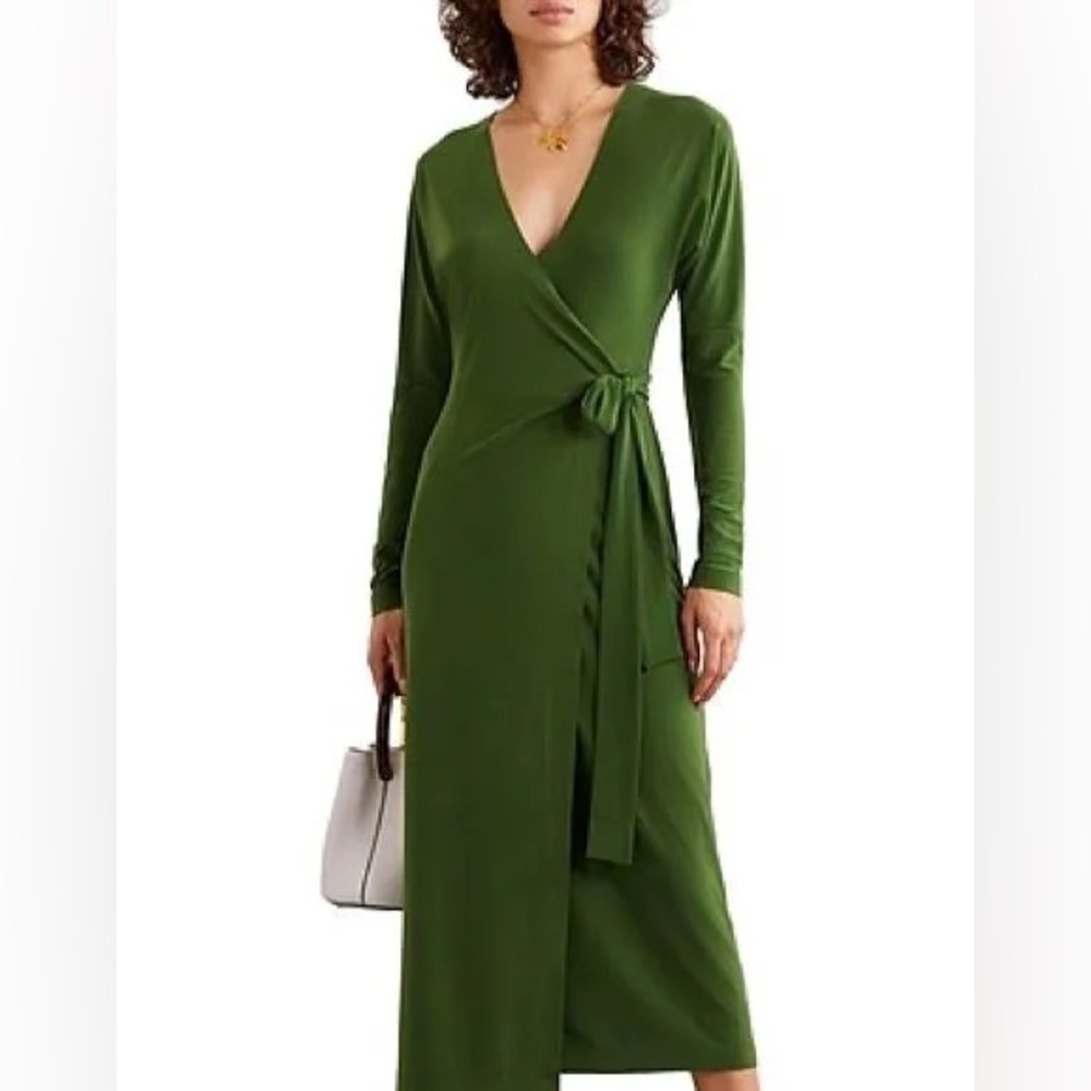 Norma Kamali Olive Green Midi Dolman Wrap Dress, NWOT, Sz M (8-10)